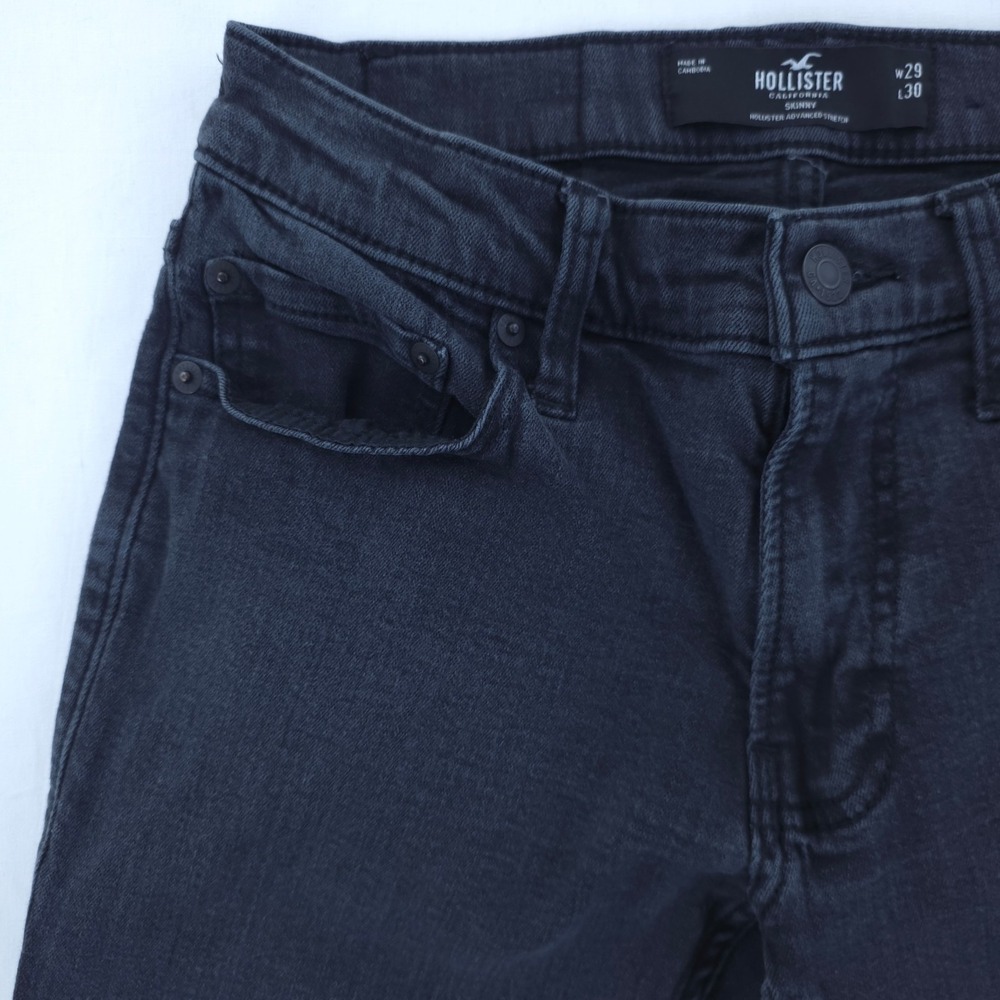 Hollister Mens Jeans Skinny W29‎ L30 Black Grey Ombre Advanced Stretch Denim